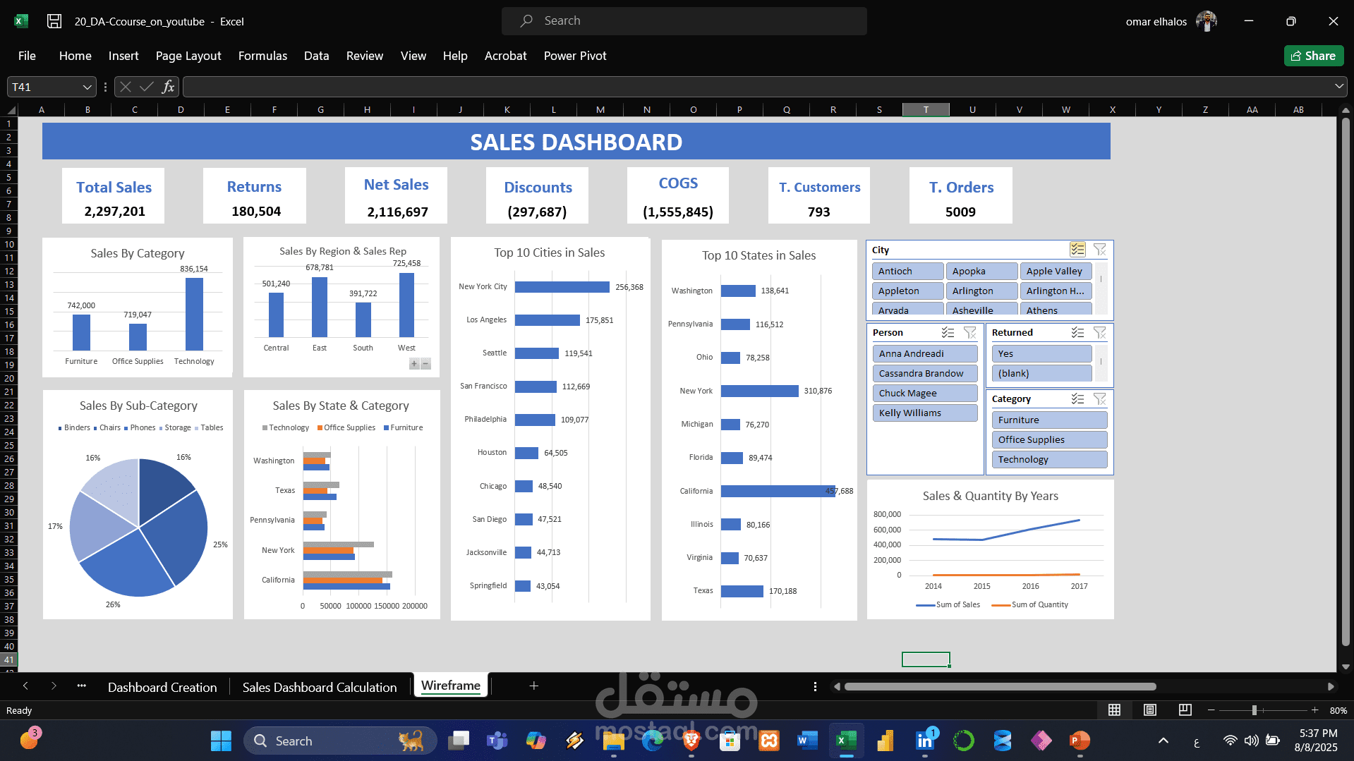 انشاء لوحه تفاعليه باستخدام Excel