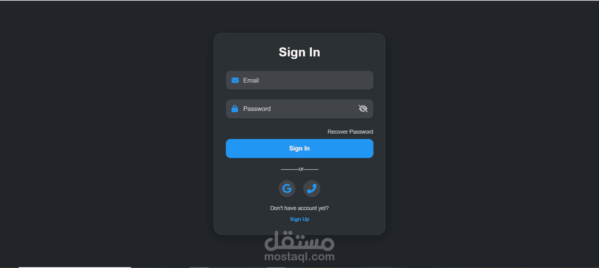 تصميم صفحة تسجيل دخول (Login) احترافية ومتجاوبة باستخدام HTML, CSS, JavaScript