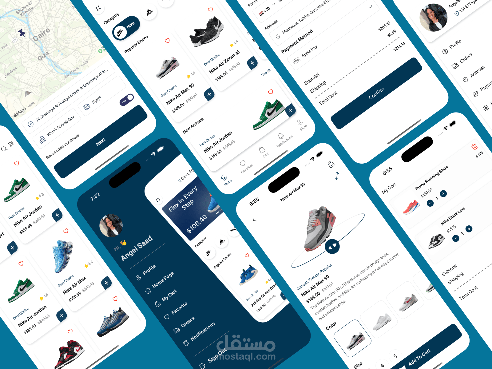 تطبيق iOS للتجارة الإلكترونية متخصص في بيع الأحذية العصري.  iOS shoes e-commerce app