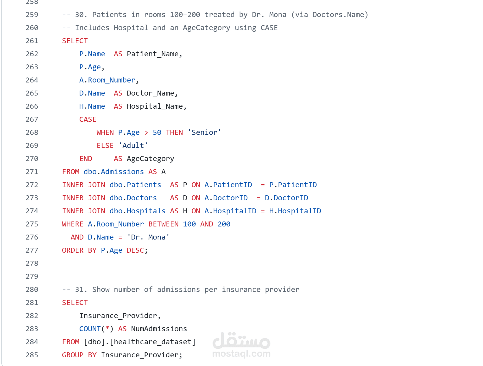 Healthcare Analytics Using Excel & SQL