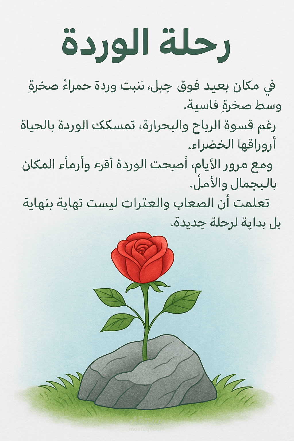 قصة قصيرة بعنوان “رحلة الوردة” – قصة أطفال تربوية