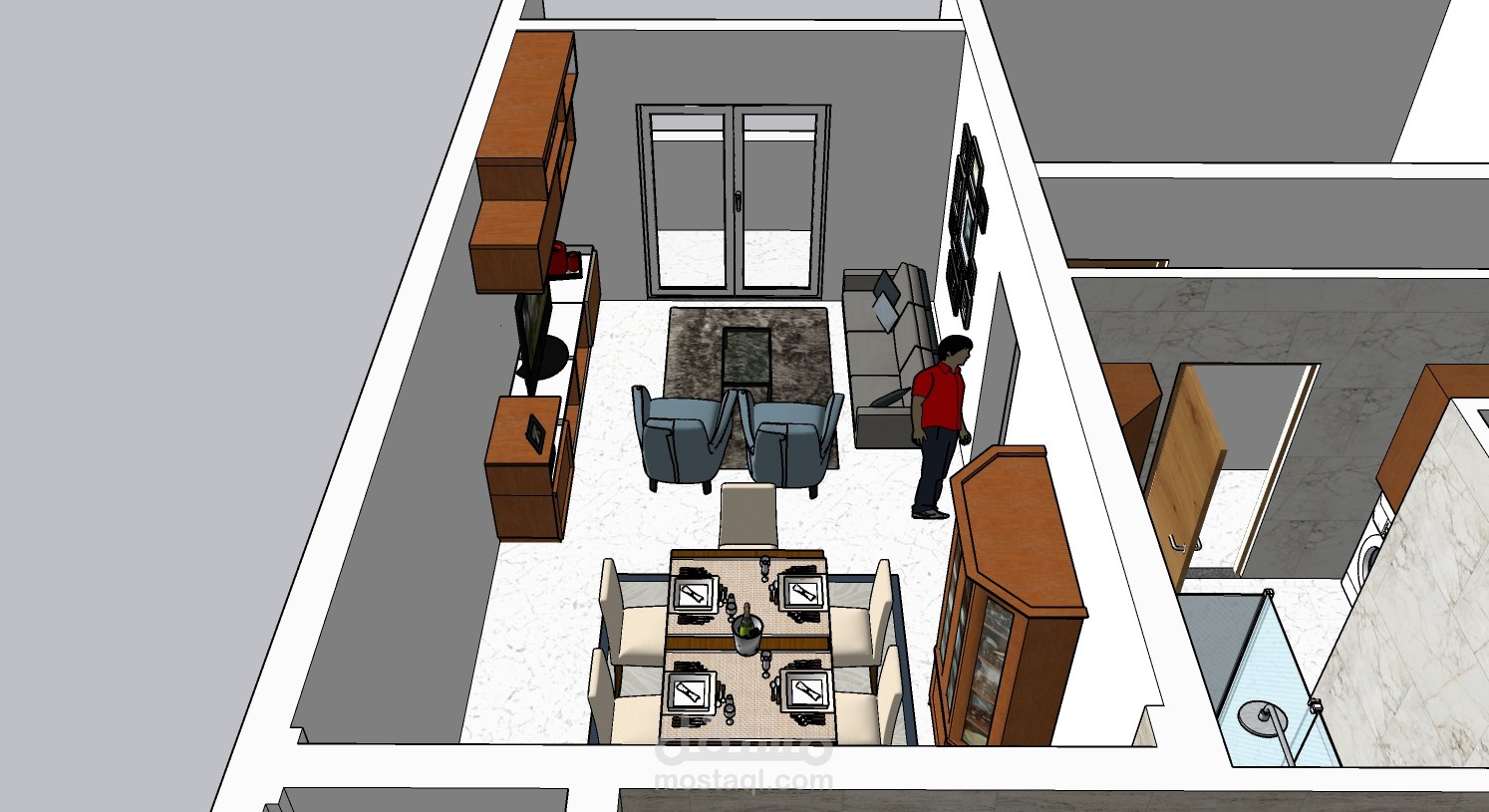 رسم3d واعادة تصميم شقة سكنية