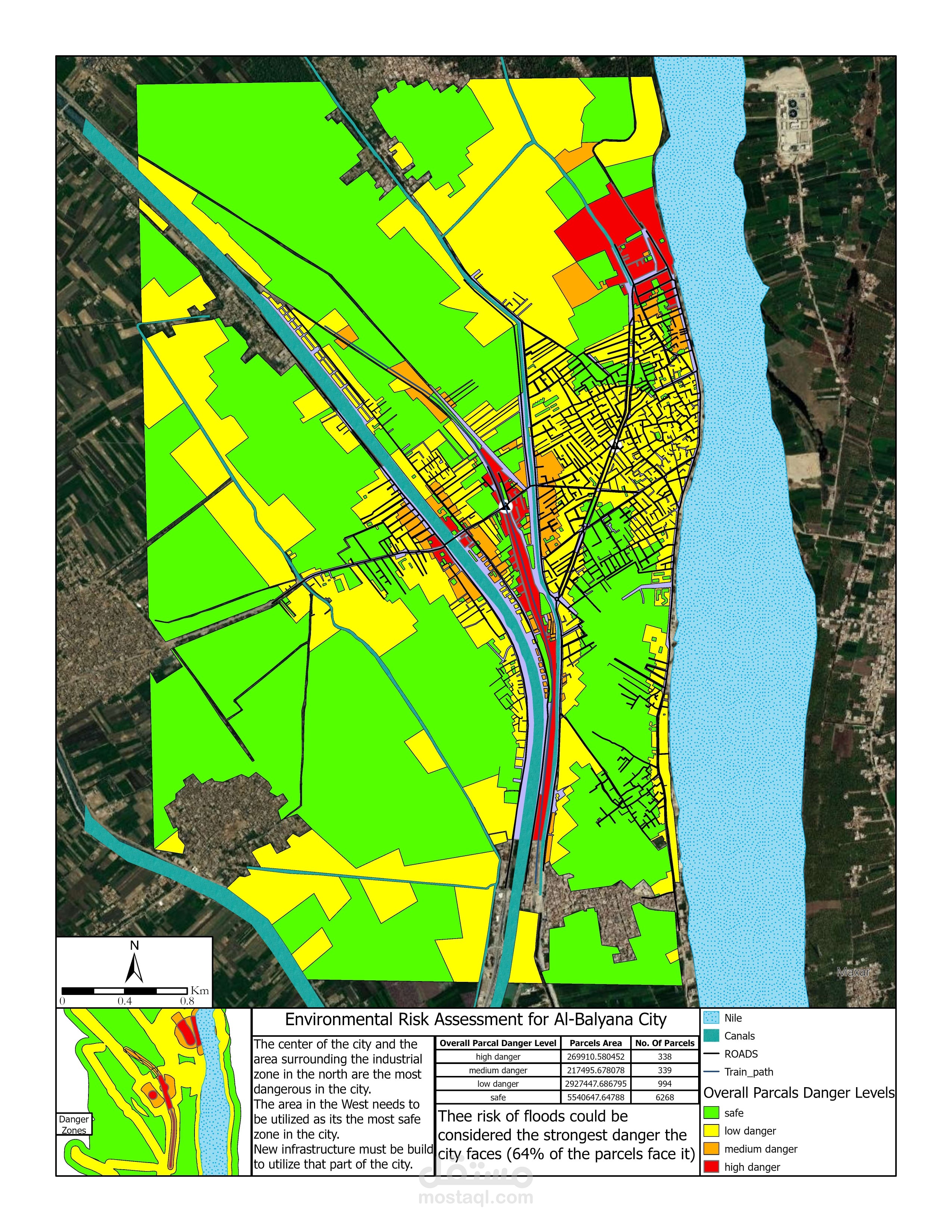 تحليل المخاطر البيئية العمرانية لمدينة بني سويف باستخدام ArcGIS Pro لتقييم آثار التلوث والتغير المناخي