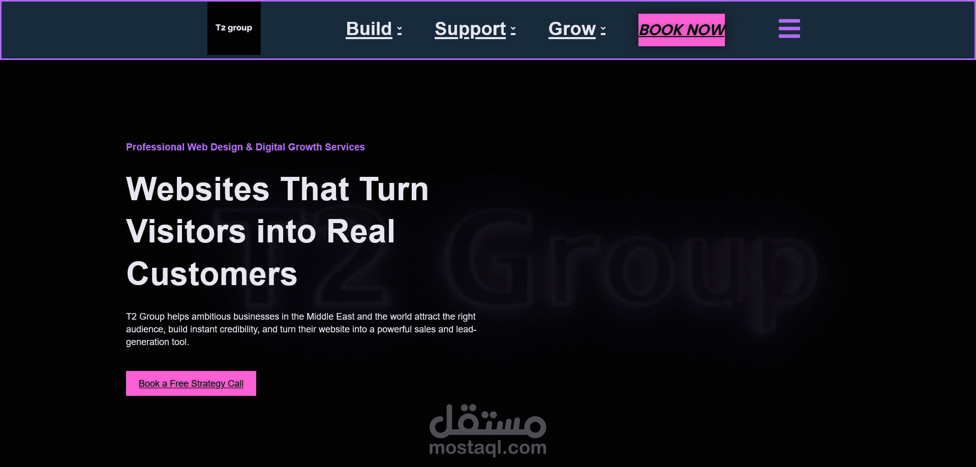 تصميم وتطوير موقعي الشخصي لعرض خدمات تصميم المواقع وتحسين محركات البحث T2 Group