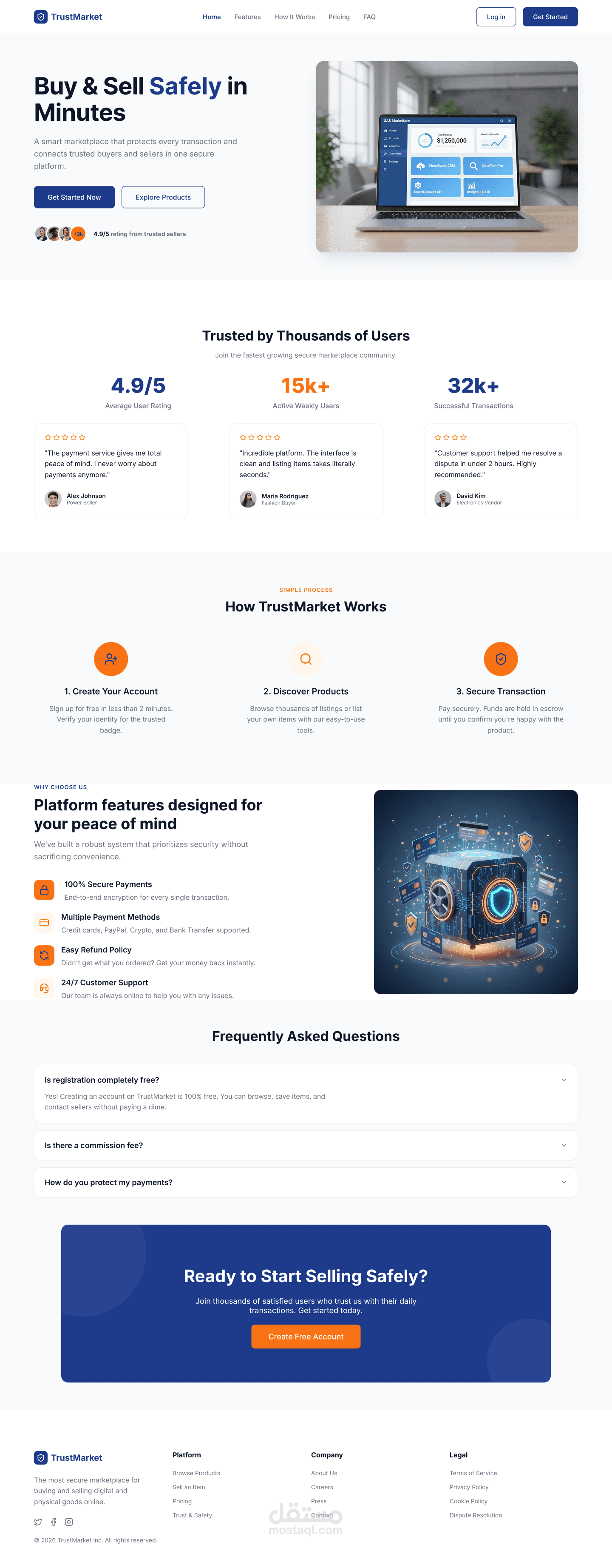 Trust Market Landing Page