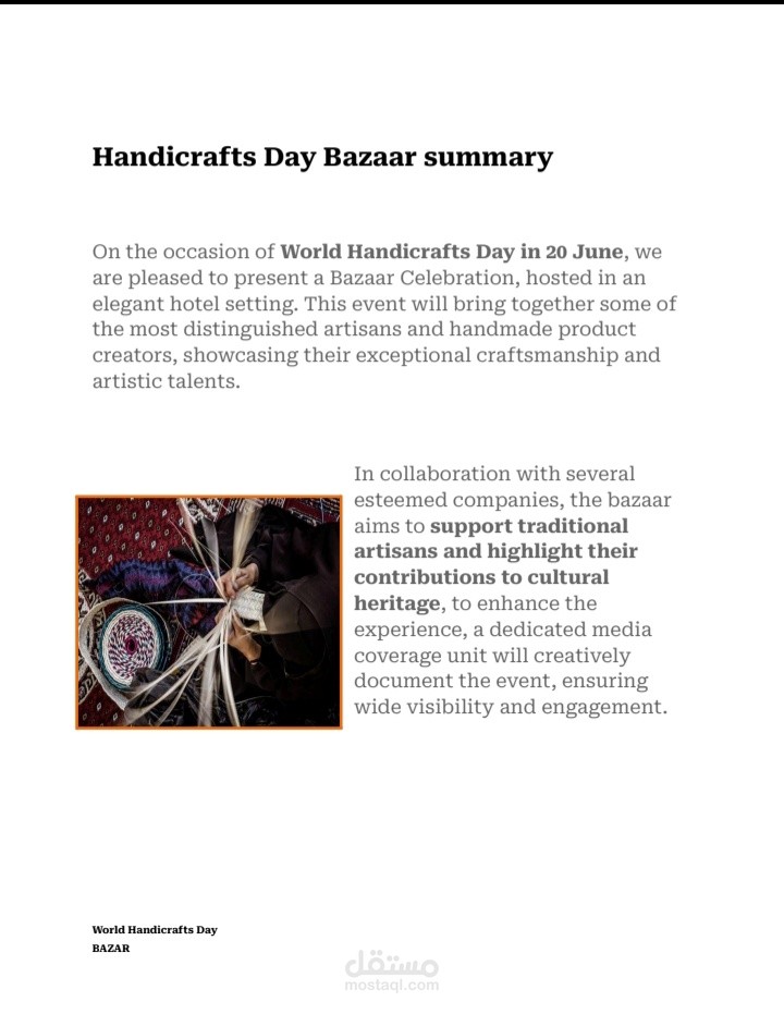 Bazar Event hosting proposal