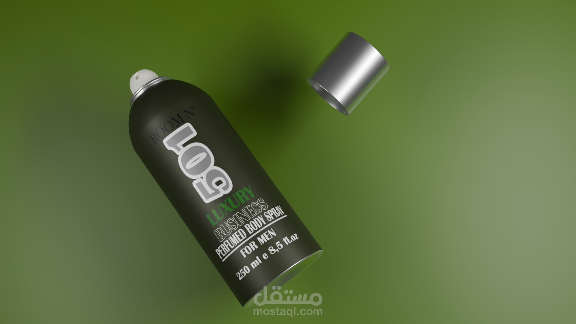 تصميم ثلاثي الأبعاد لعبوة سبراي احترافية – خفيف ومهيأ للأداء (Blender)
