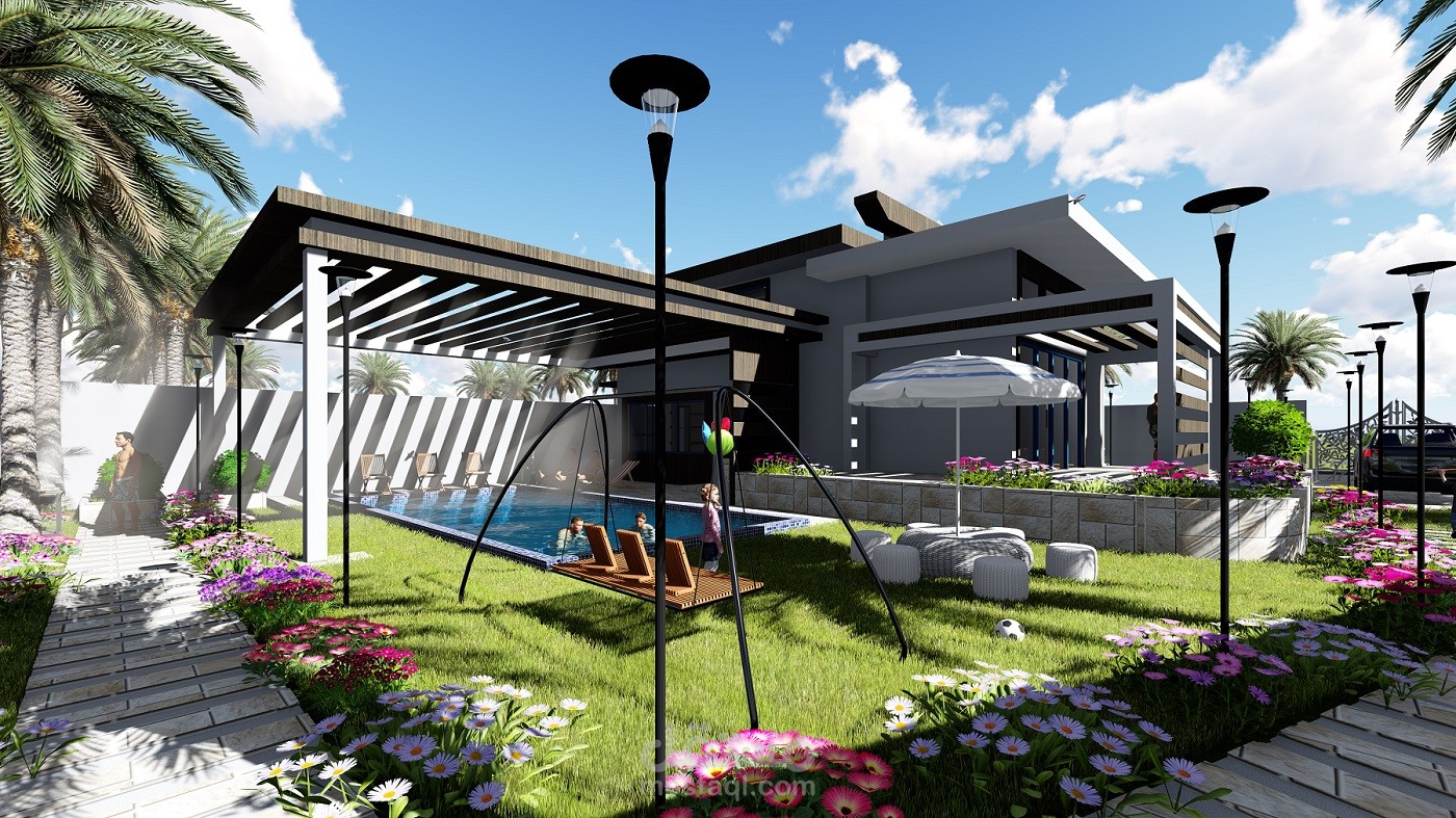 تصميم شاليه على قطعة أرض 500 متر