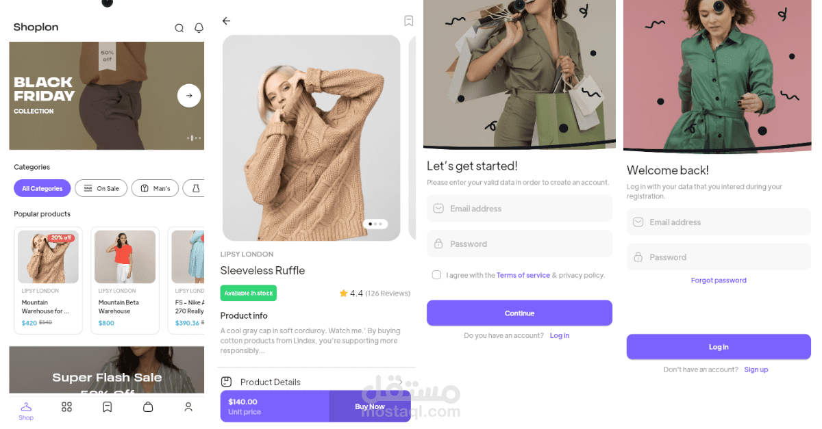 تطبيق E-Commerce احترافي تم تطويره باستخدام Flutter