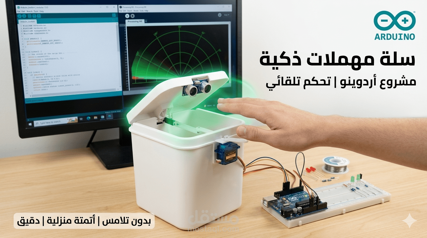 نظام سلة المهملات الذكية ذاتية التشغيل باستخدام Arduino