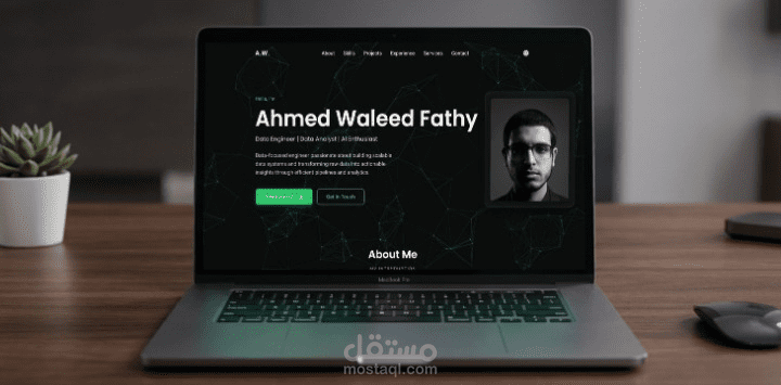 موقع portfolio شخصي احترافي لمهندس بيانات