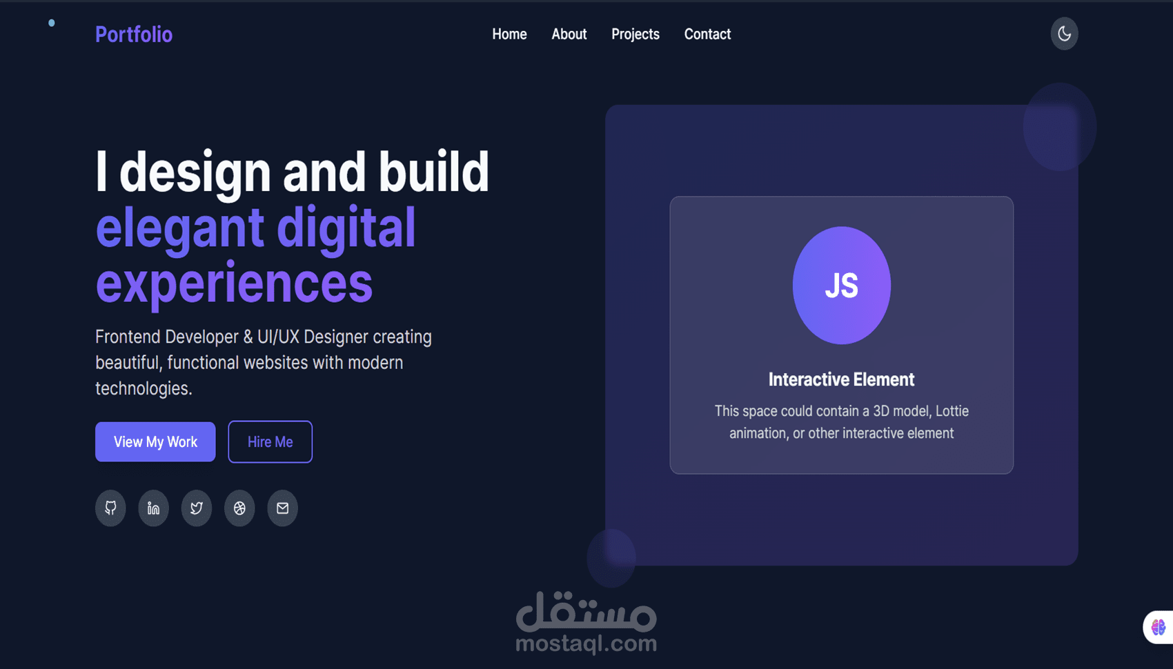 موقع بورتفوليو شخصي احترافي عصري وتفاعلي - Professional Personal Portfolio Website – Modern, Animated & Responsive