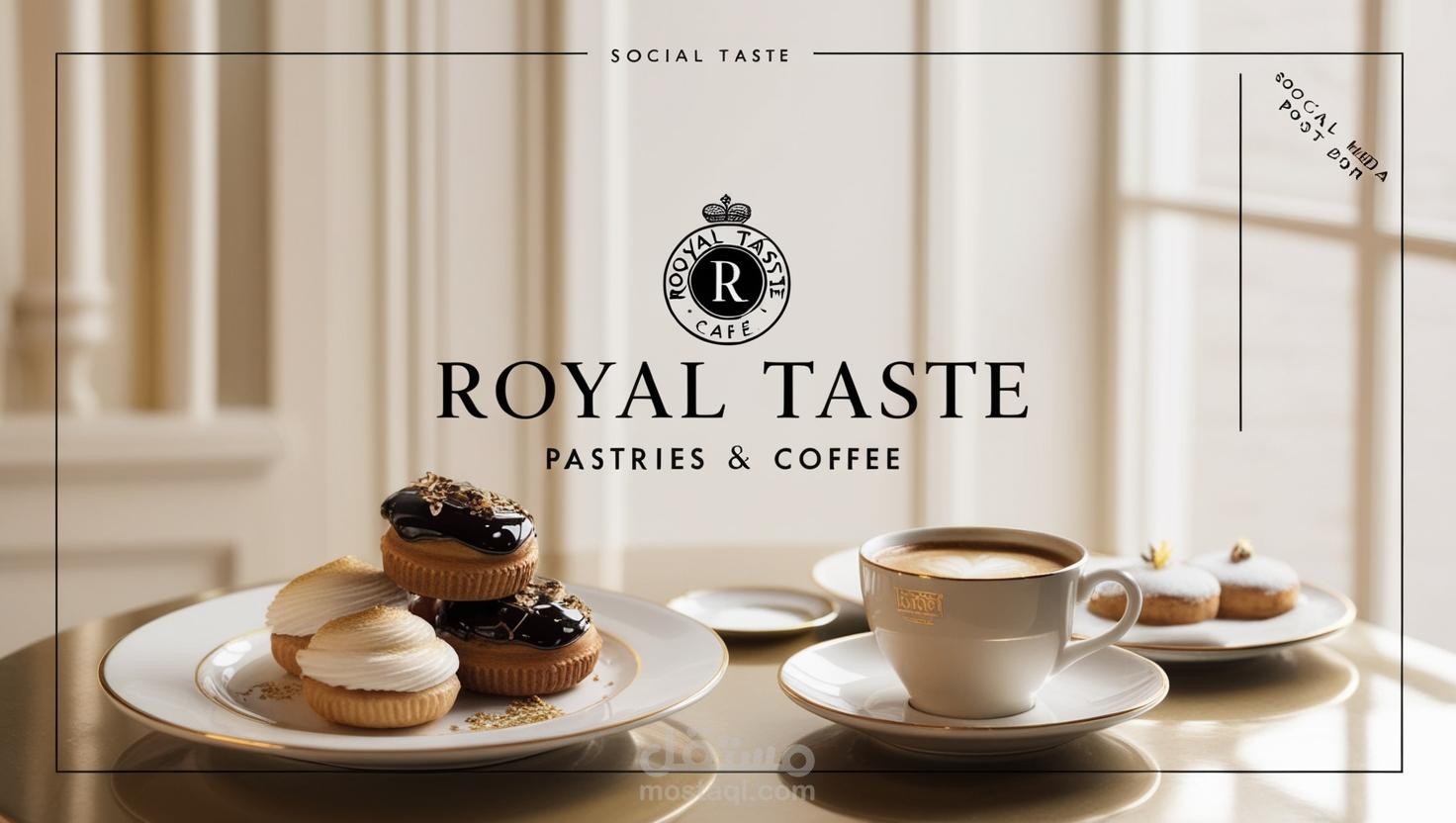 منشور سوشيال ميديا فاخر لعلامة Royal Taste Café | تصميم راقٍ للمطاعم والمقاهي