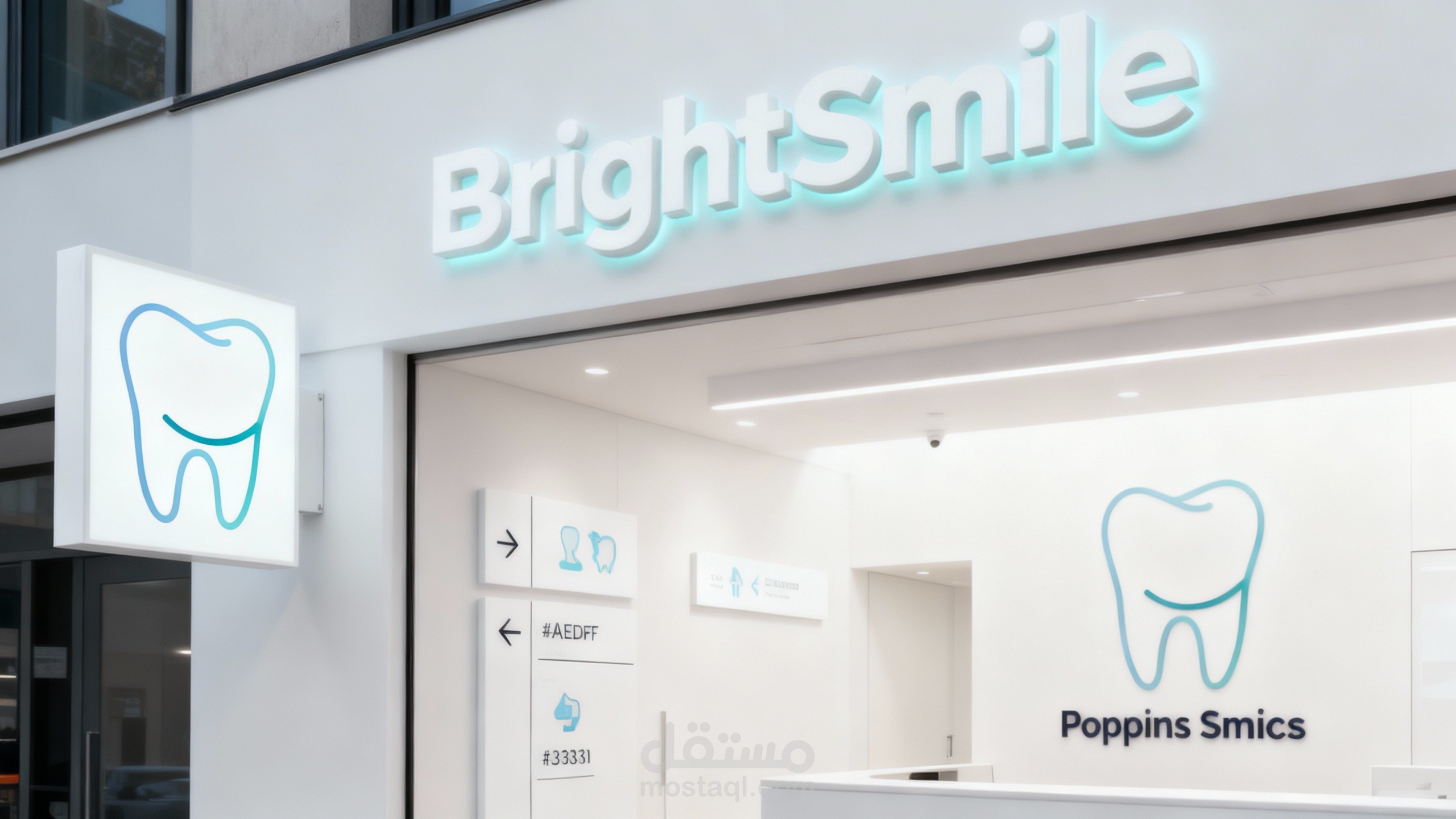 تصميم هوية بصرية كاملة لعيادة BrightSmile Dental Clinic