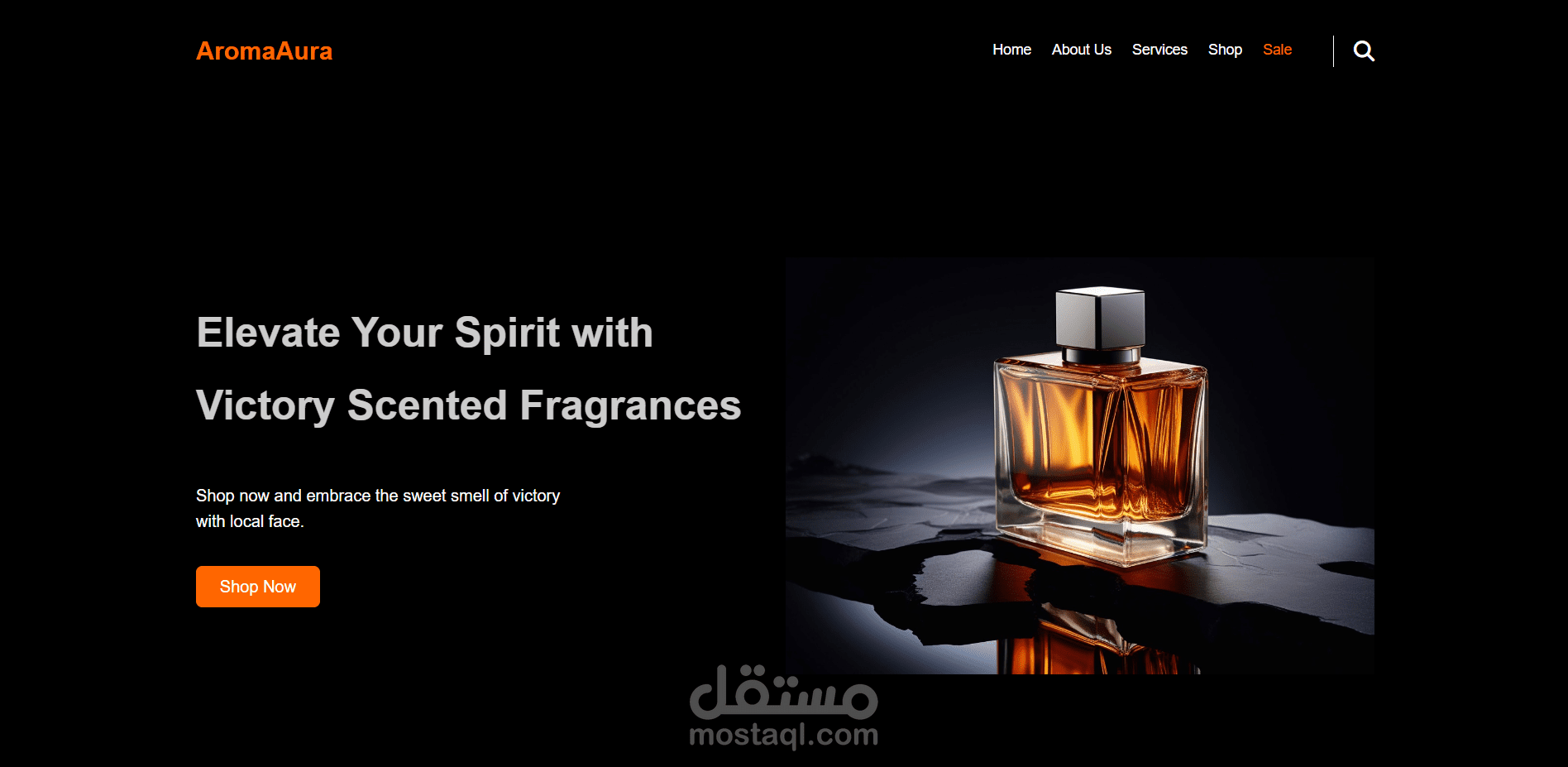 تصميم موقع لبيع العطور باستخدام HTML وCSS (متجاوب مع جميع الشاشات)