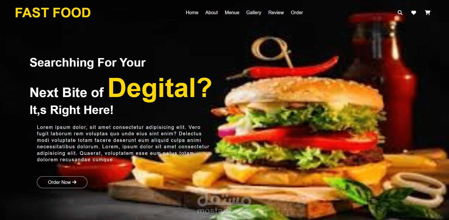 تصميم موقع مطعم باستخدام HTML وCSS (تصميم ثابت ومنظم)