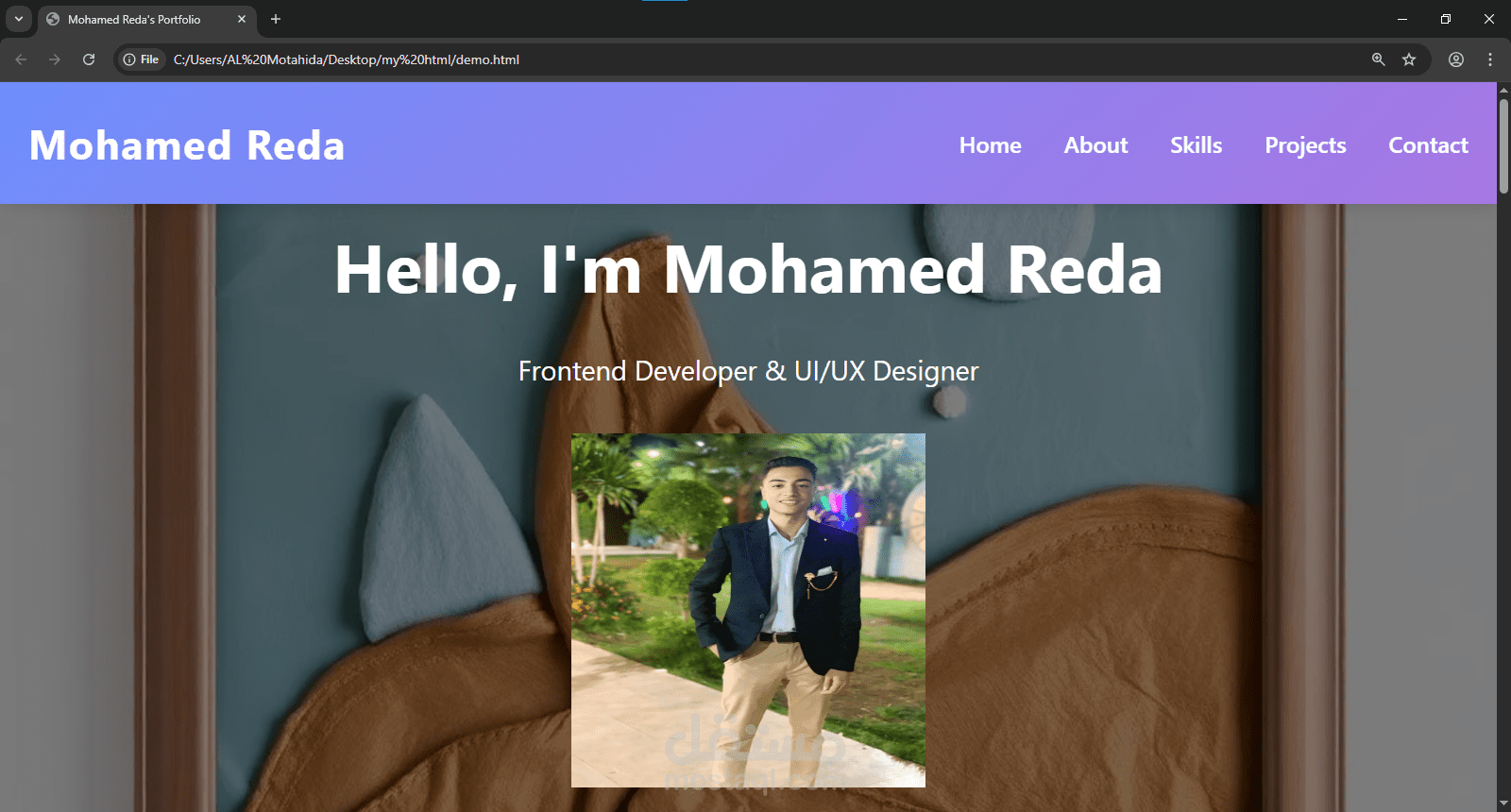 تصميم موقع تعريفي (Portfolio) باستخدام HTML وCSS