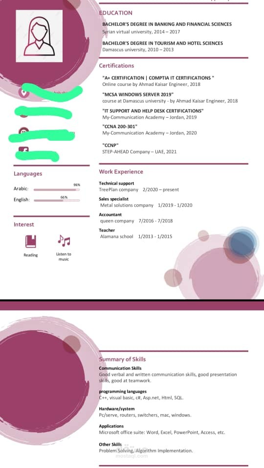 كتابة cv
