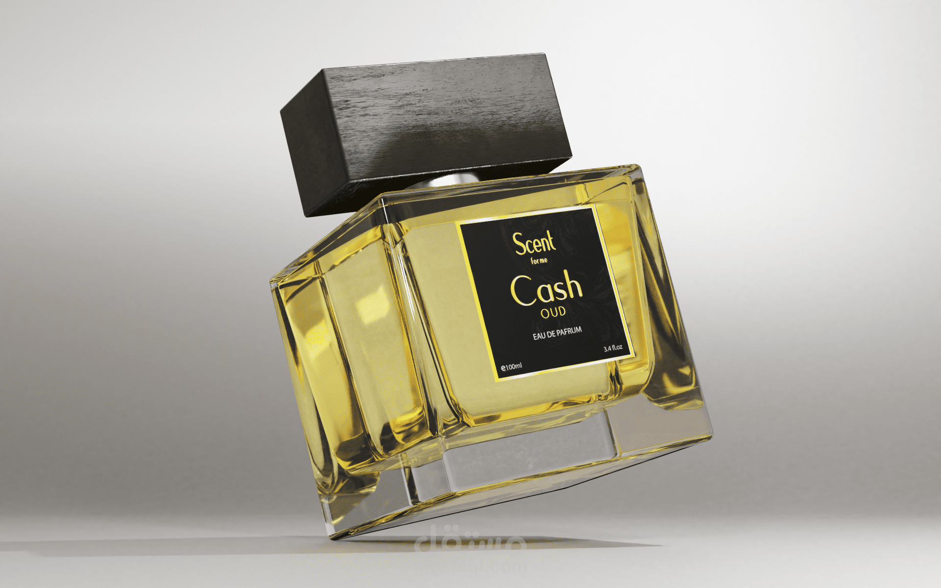 تصميم وإظهار ثلاثي الأبعاد لزجاجة عطر 3D Cash OUD