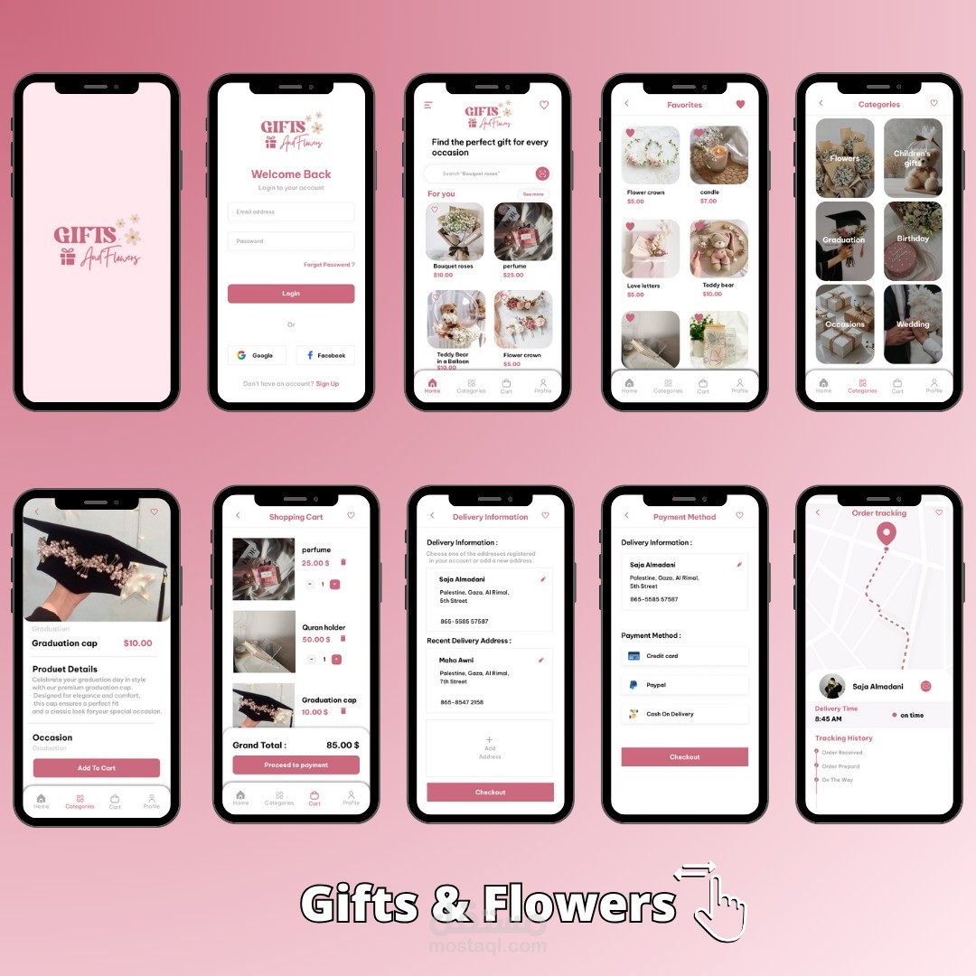 تصميم واجهات تطبيق Gifts & Flowers