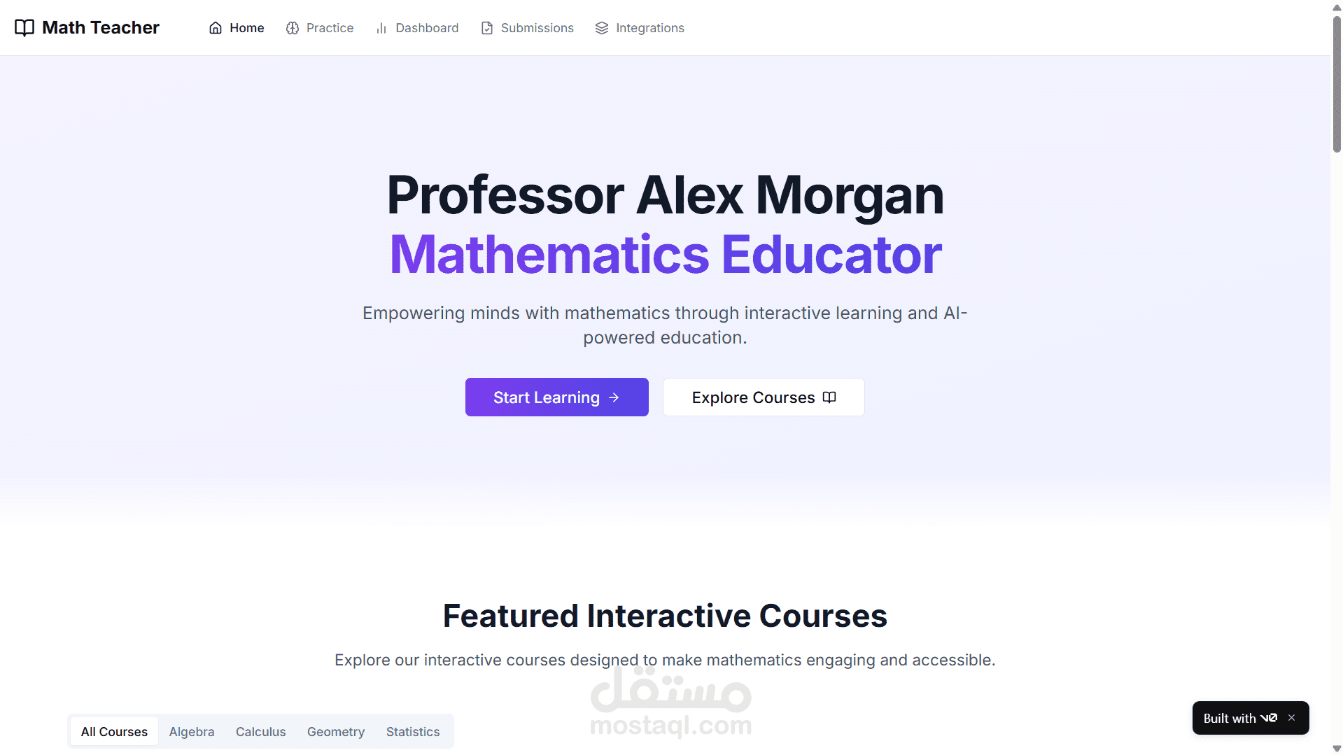 منصة شاملة لمعلمي الرياضيات لإنشاء المسائل، تعيينها للطلاب، وتصحيحها، مع الاستفادة من التكامل القوي مع Wolfram Alpha و Google Classroom.