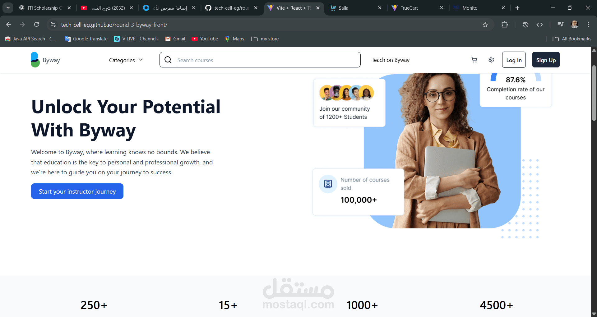 منصة تعليمية (Education) بتصميم عصري باستخدام React+Vite+TailwaindCSS