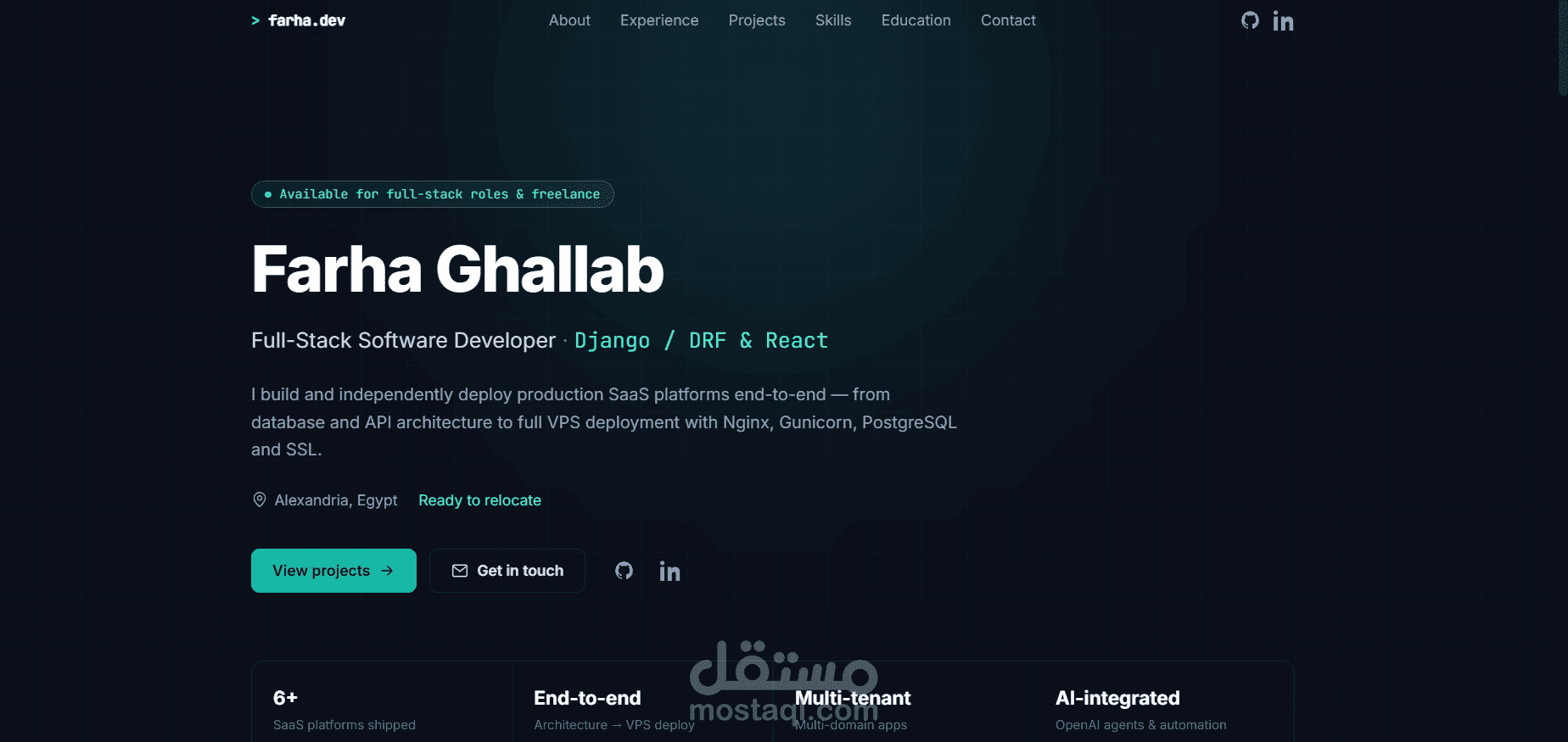 Portifolio ب React & Tailwind CSS