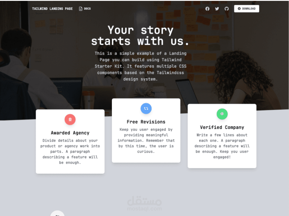 Tailwind CSS Landing Page using Astro