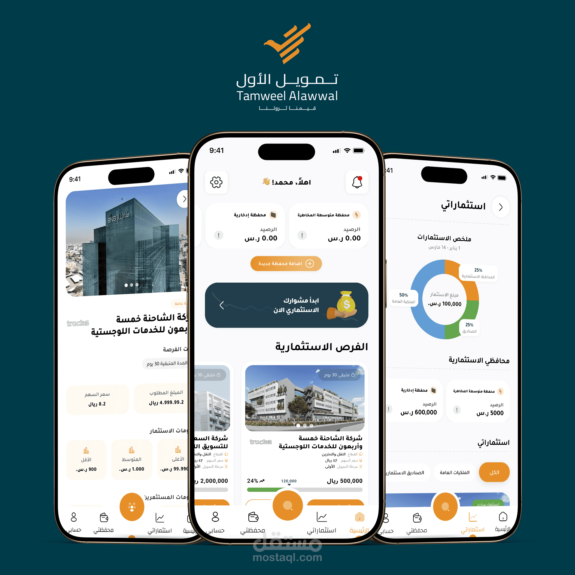 تمويل الاول - تصميم تطبيق استثماري يسهل الاستثمار في السوق السعودي