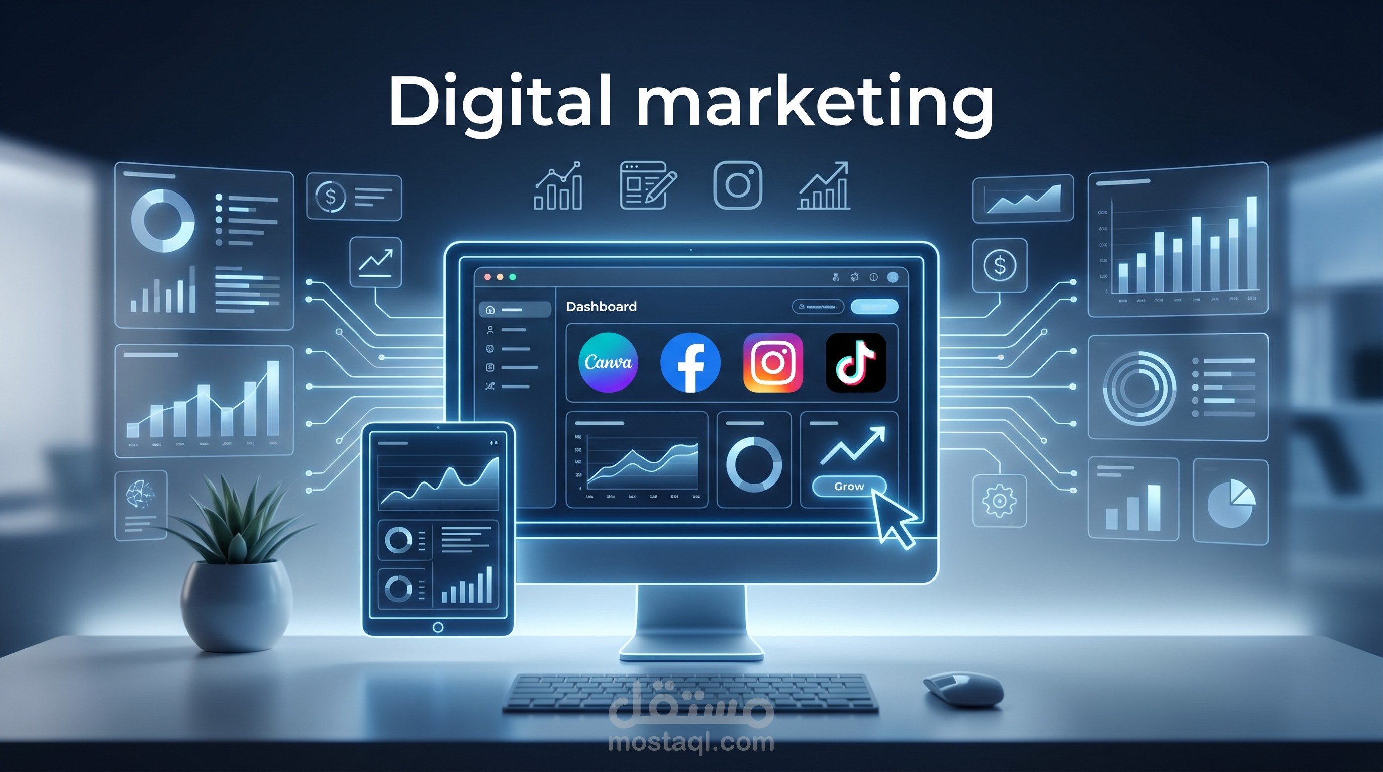 ادارة صفحات التواصل الاجتماعي (Facebook, Instagram, TikTok)