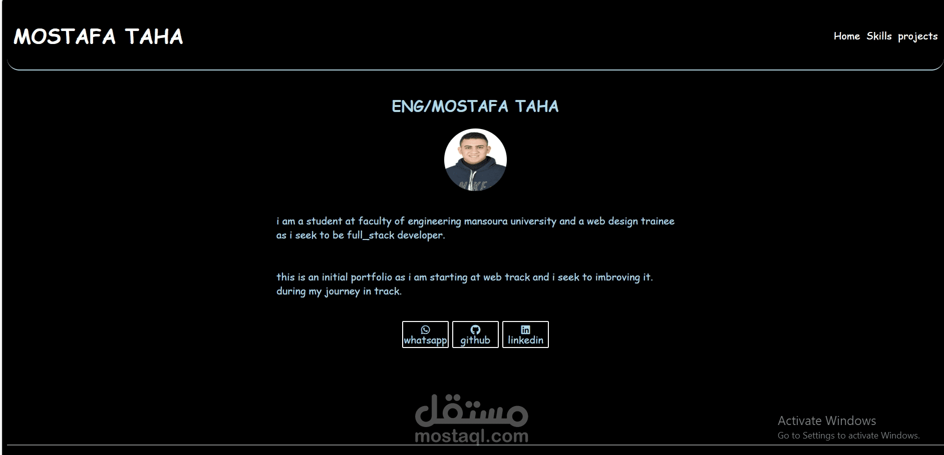 بورتفوليو يوضح اعمالي ومعلومات عني