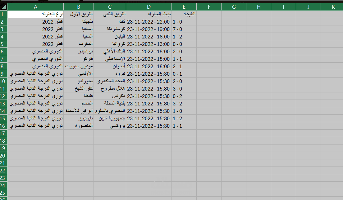 استخراج بيانات من موقع رياضي