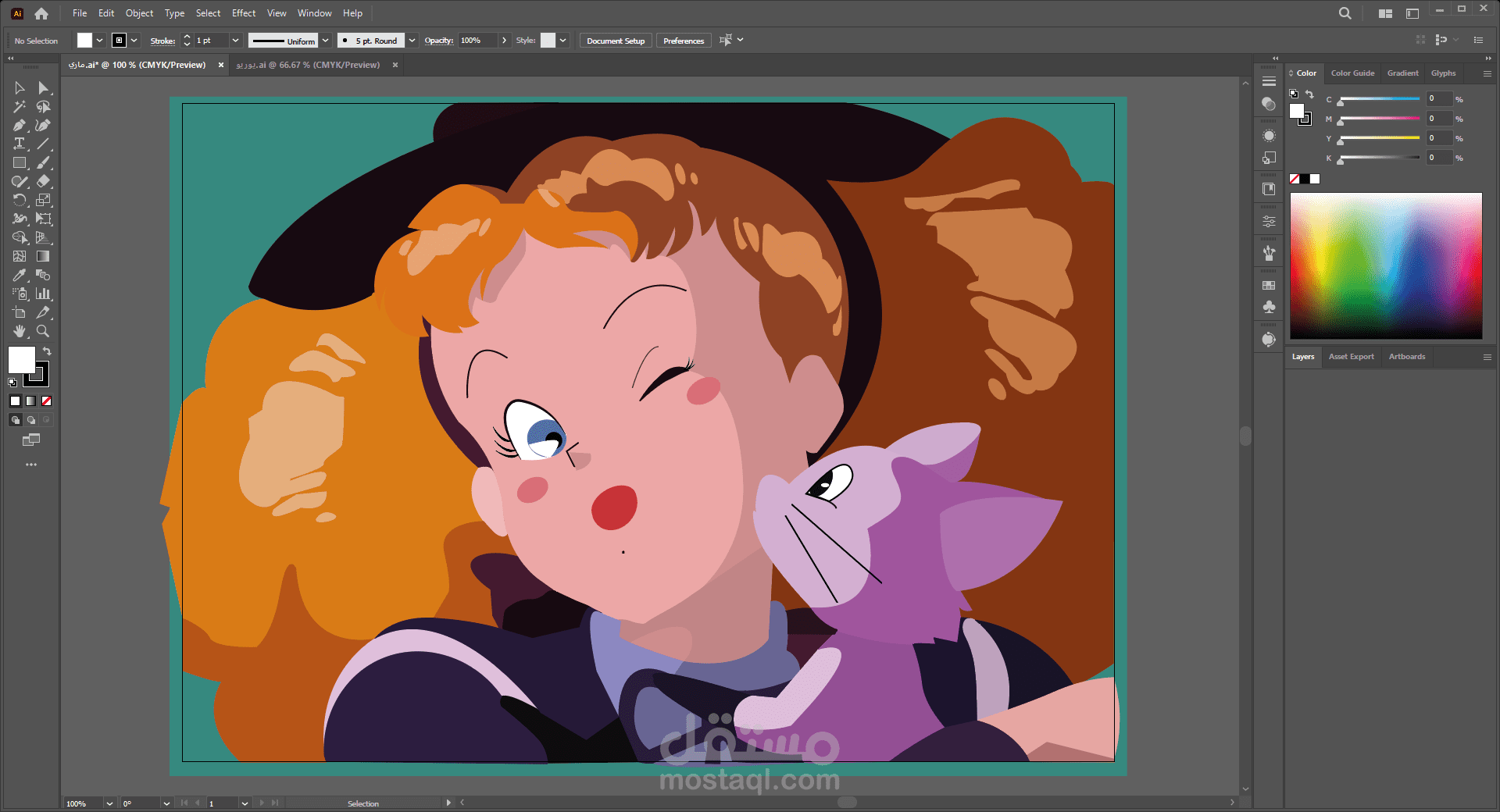رسم شخصيات أنمي بأسلوب فيكتوري باستخدام إليستريتور