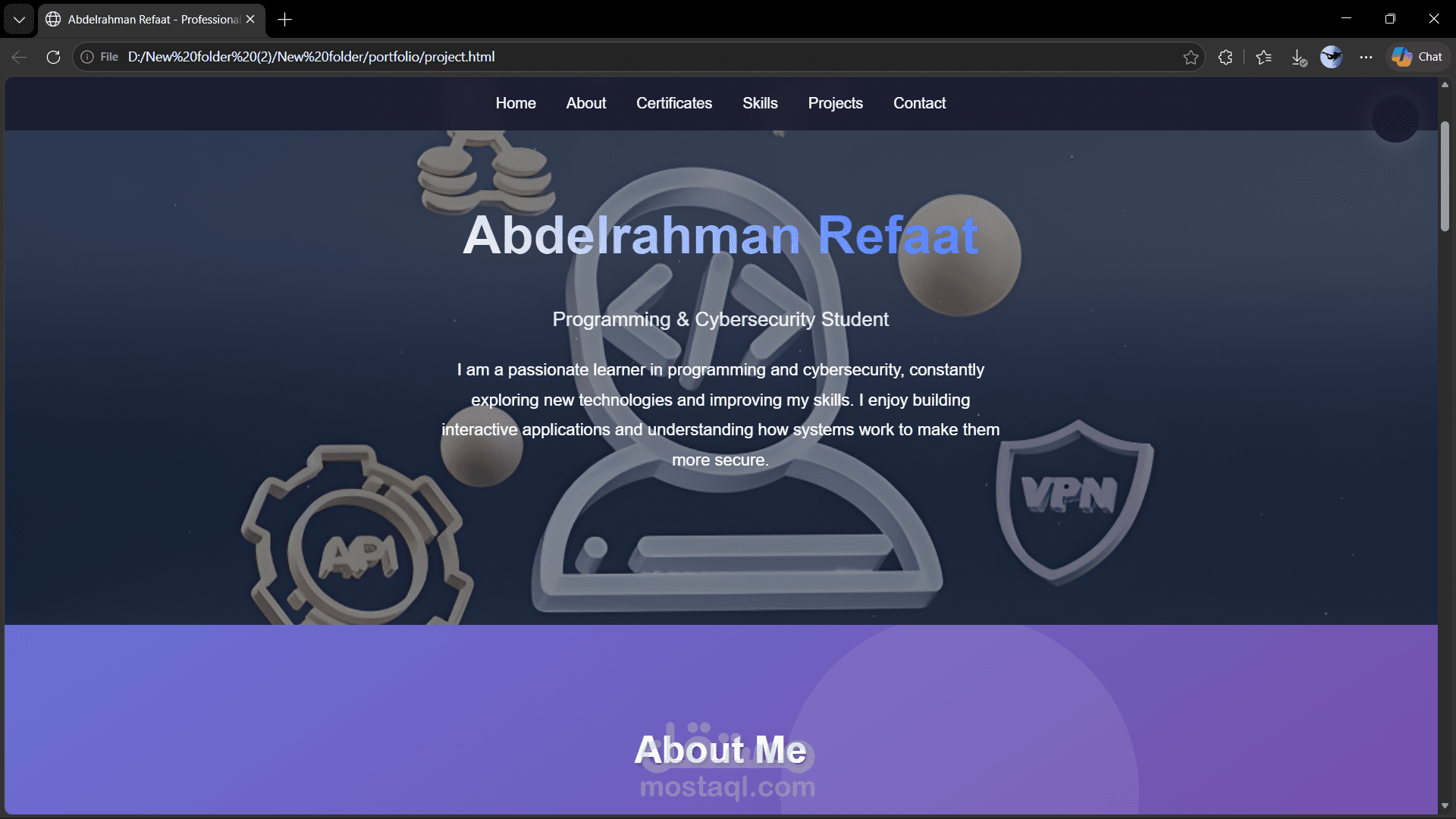 موقع سيرة ذاتية إلكتروني (Personal CV Website)