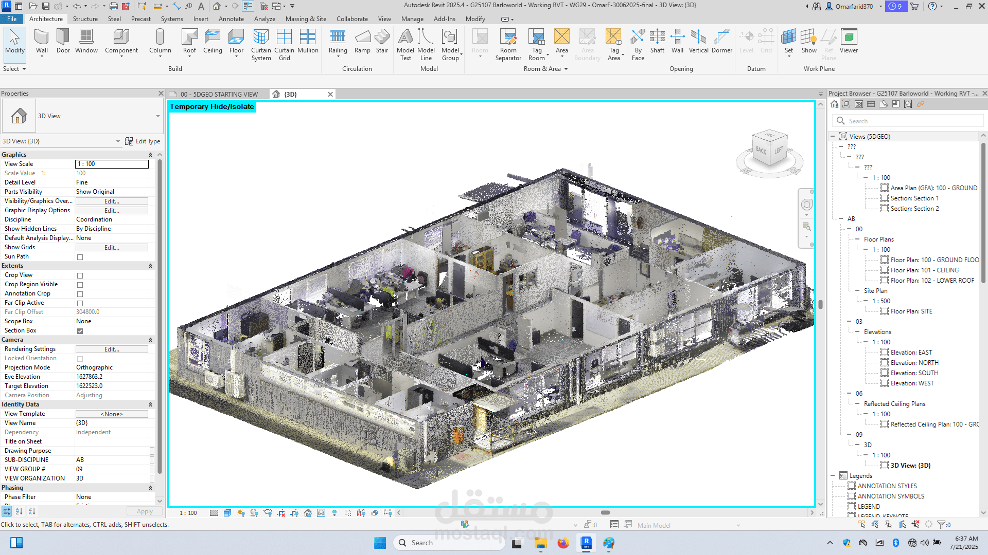 Point cloud scan to BIM