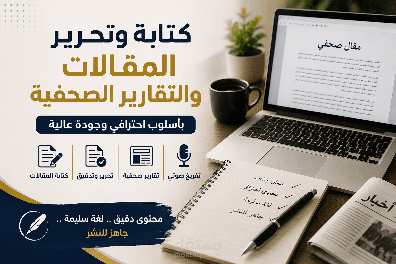 كتابة وتحرير مقال أو تقرير صحفي احترافي