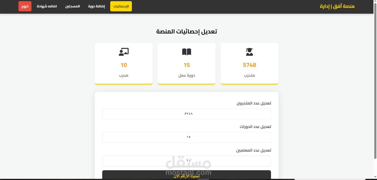 موقع الكتروني متكامل لمنصه افق