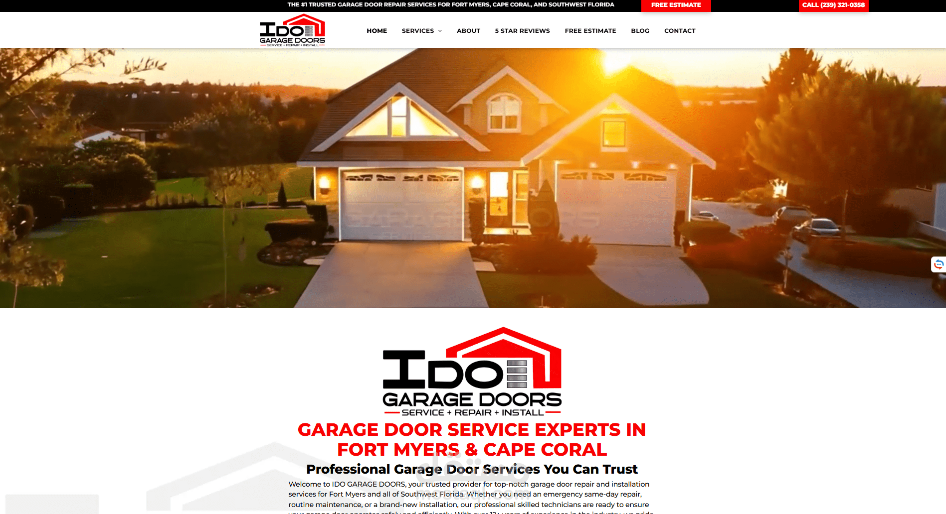 تصميم موقع شركة Garage Door Repair & Installation Services لخدمات أبواب الجراج