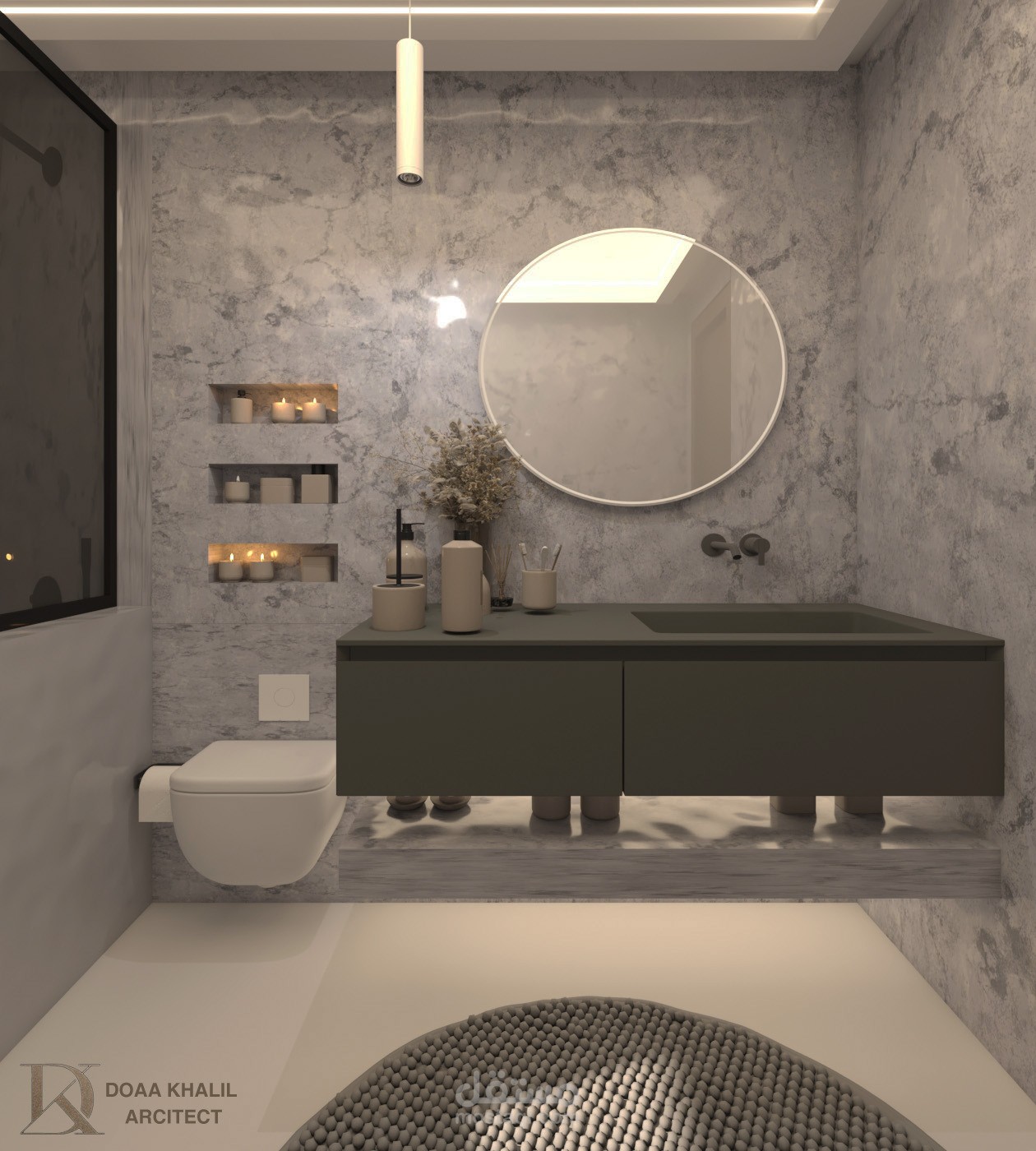 تصميم داخلي لحمام بمساحة (2.8*2) .. Bathroom interior design