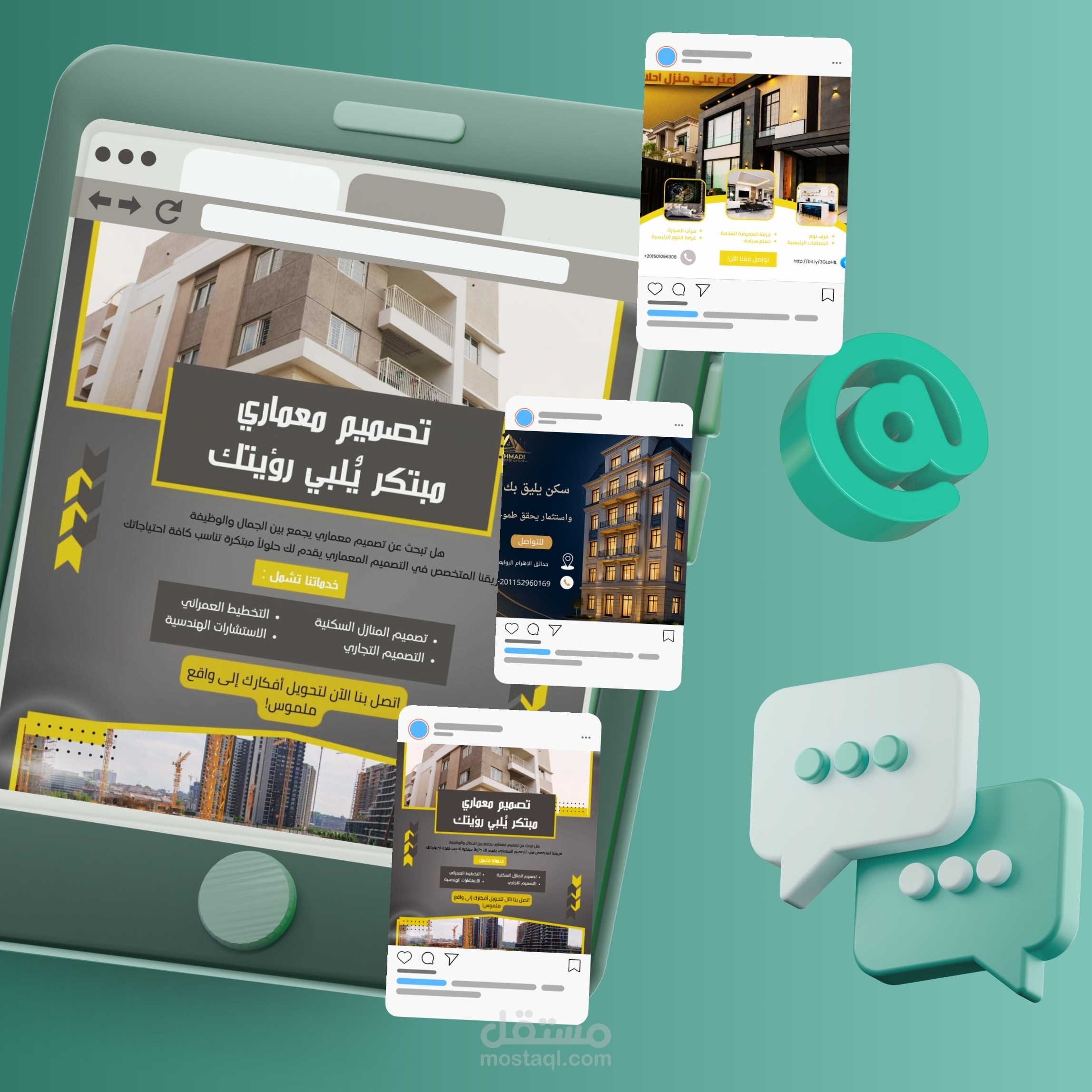 بنرتصميم أعلانات معماريه احترافيه لمواقع التواصل الاجتماعيه