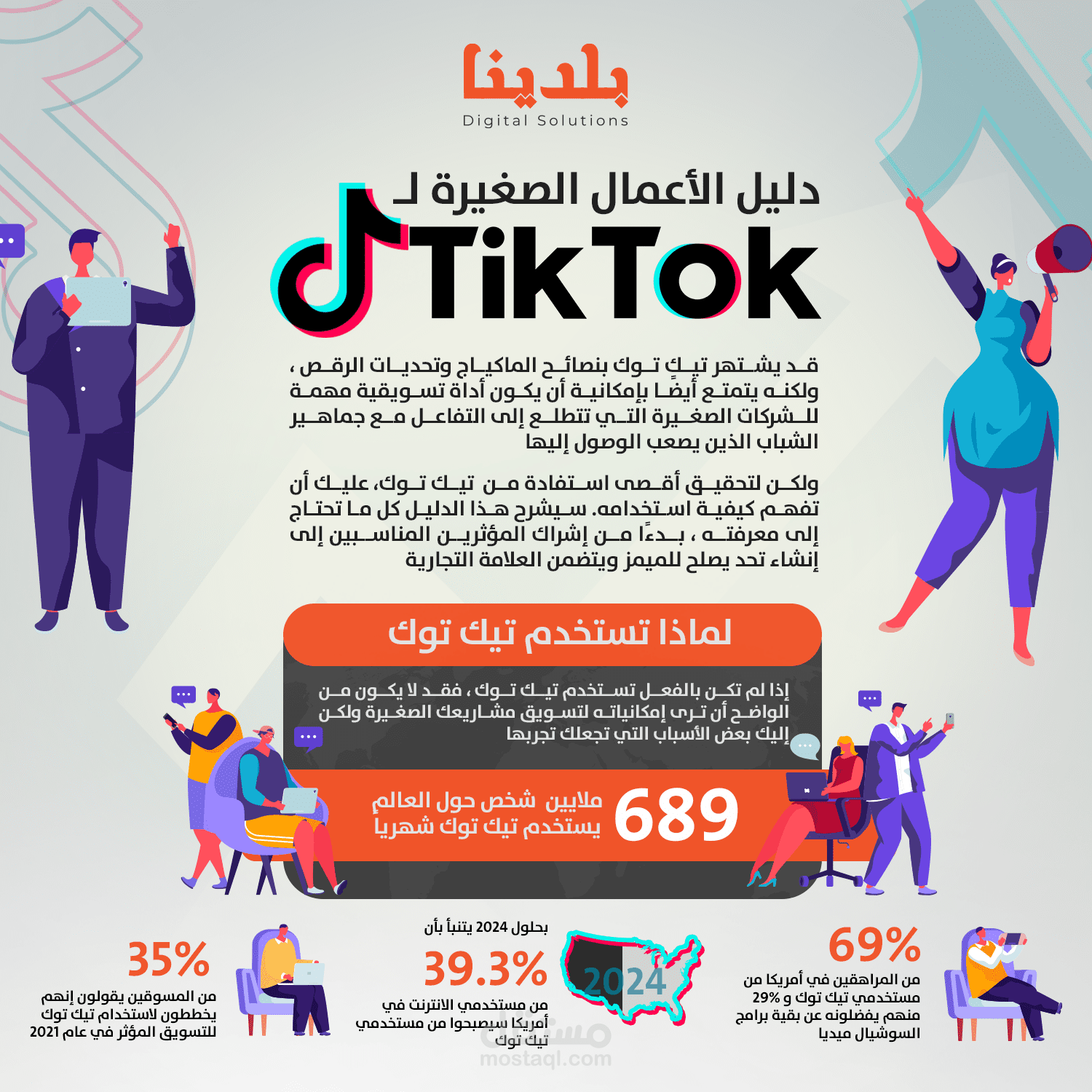 انفوجرافيك تيك توك للتسويق للمشاريع التجارية