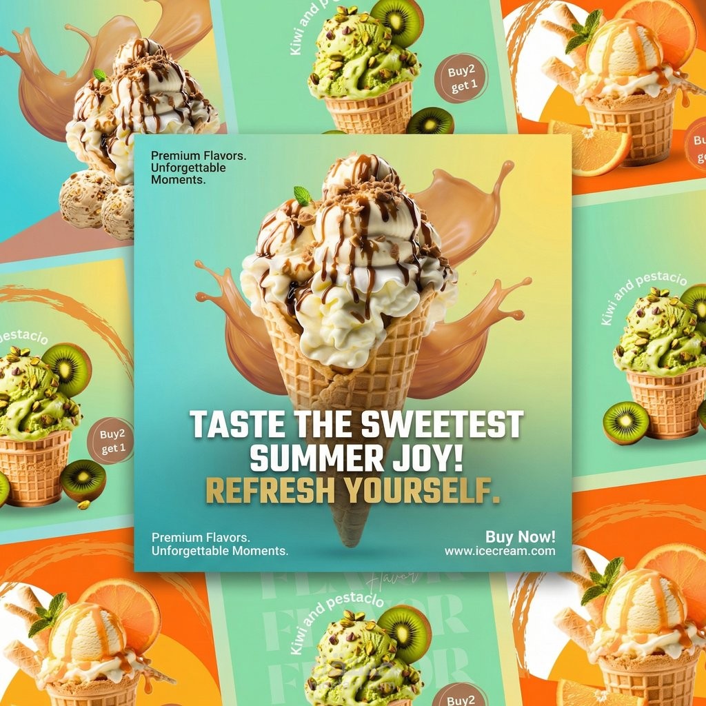 Social media graphic design (ice cream)