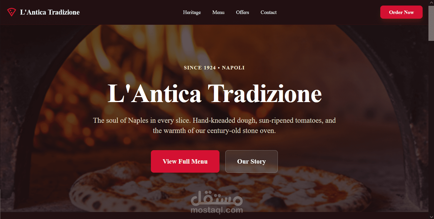 تصميم وتطوير Landing Page لمطعم إيطالي باستخدام HTML و CSS