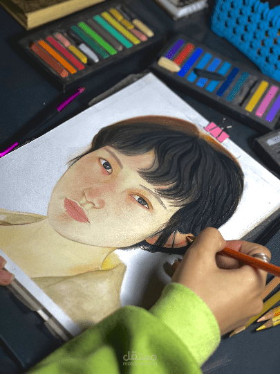 بورتريهات رصاص والوان واسكتشات صغيرة فحم ورصاص