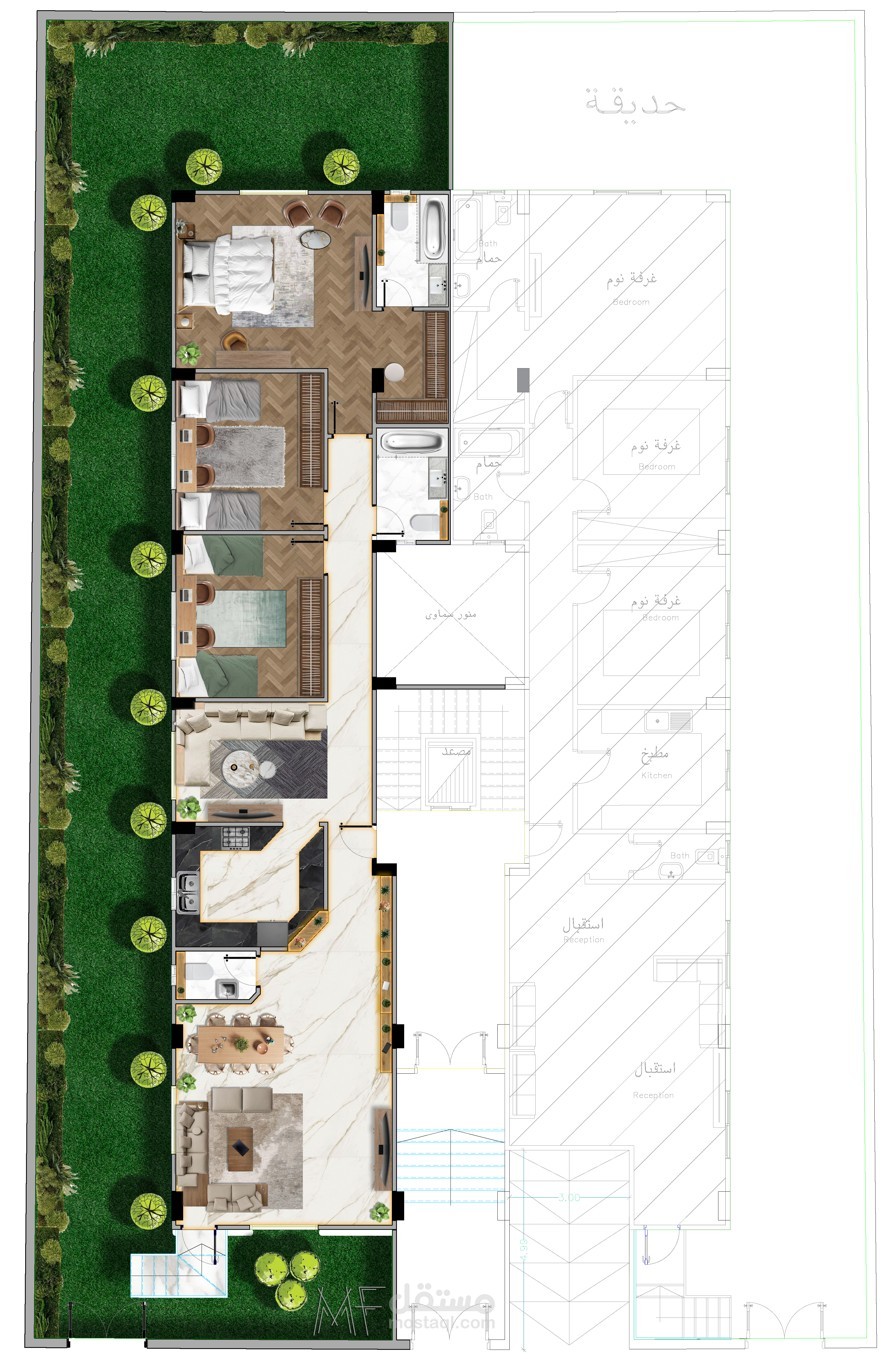 تصميم معماري لشقة سكنية بالتجمع الخامس