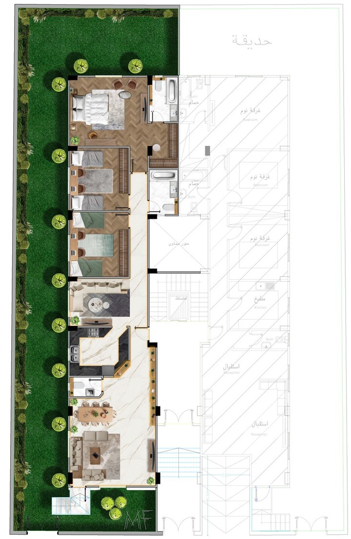تصميم معماري لشقة سكنية بالتجمع الخامس