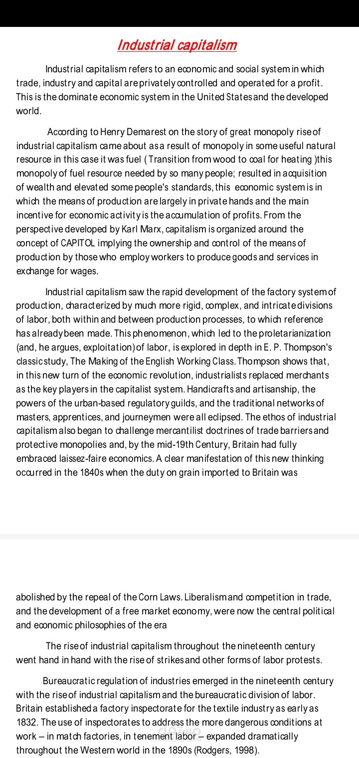 Essay about capitalism