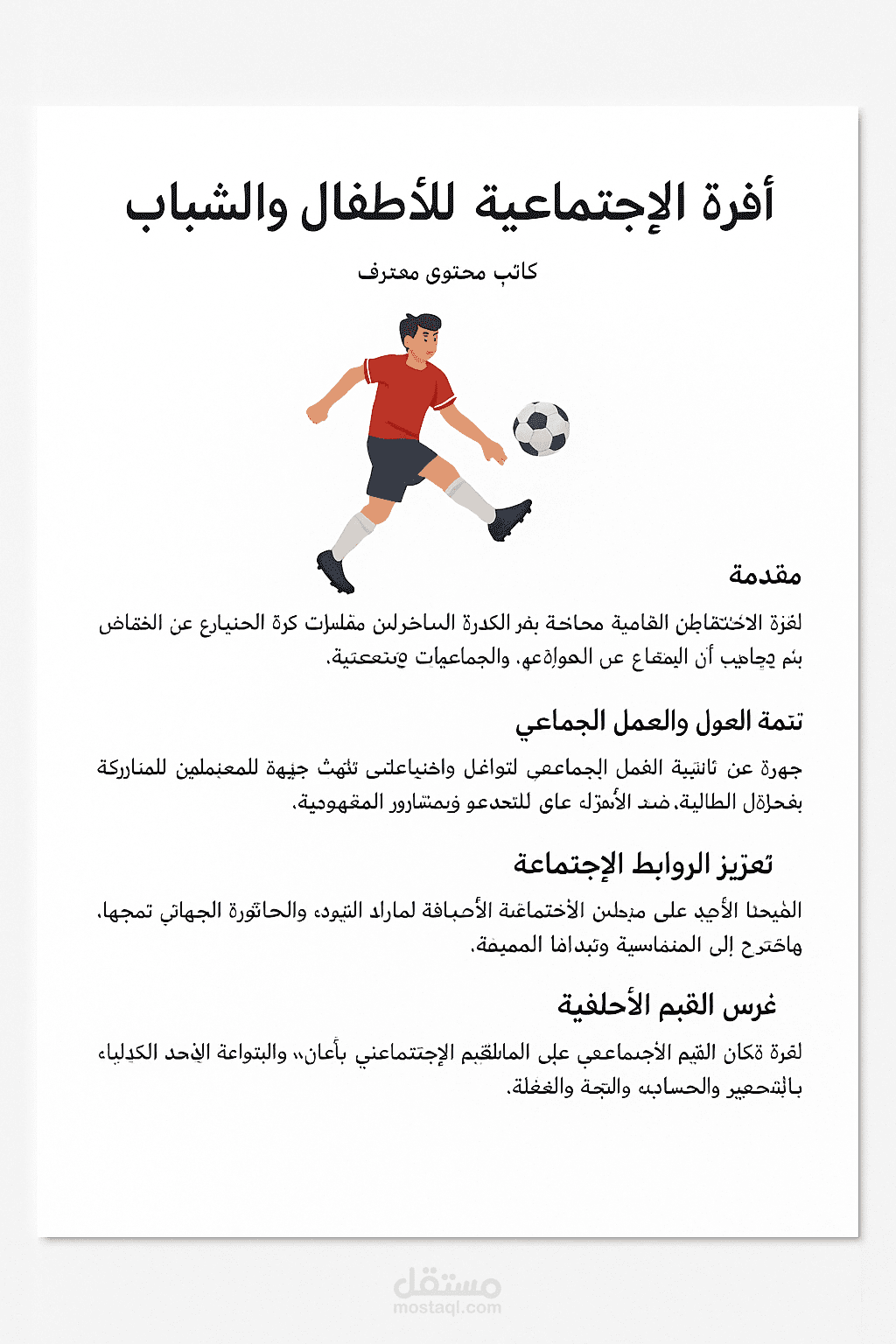 تاثير كرة القدم على الشباب و الاطفال.