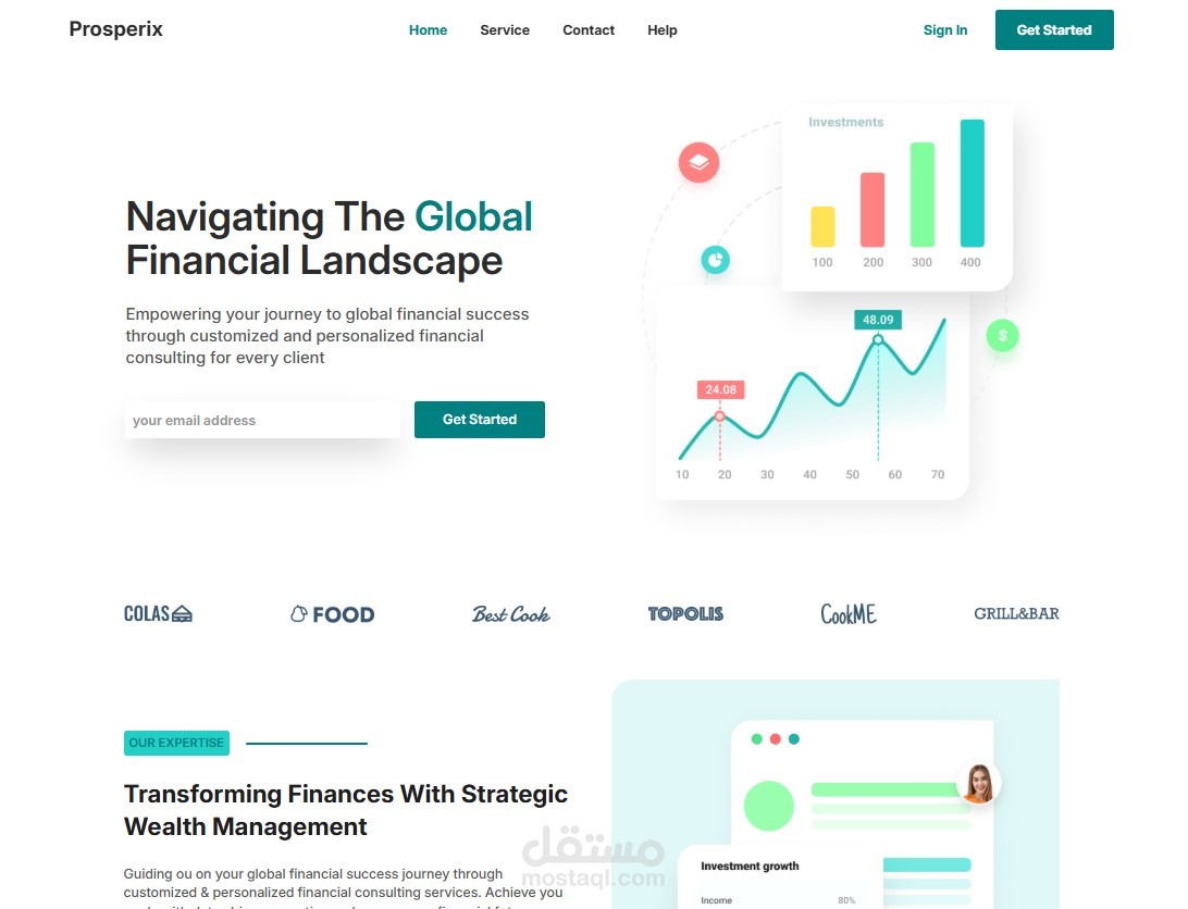 صفحة هبوط استشارية مالية - Prosperix App