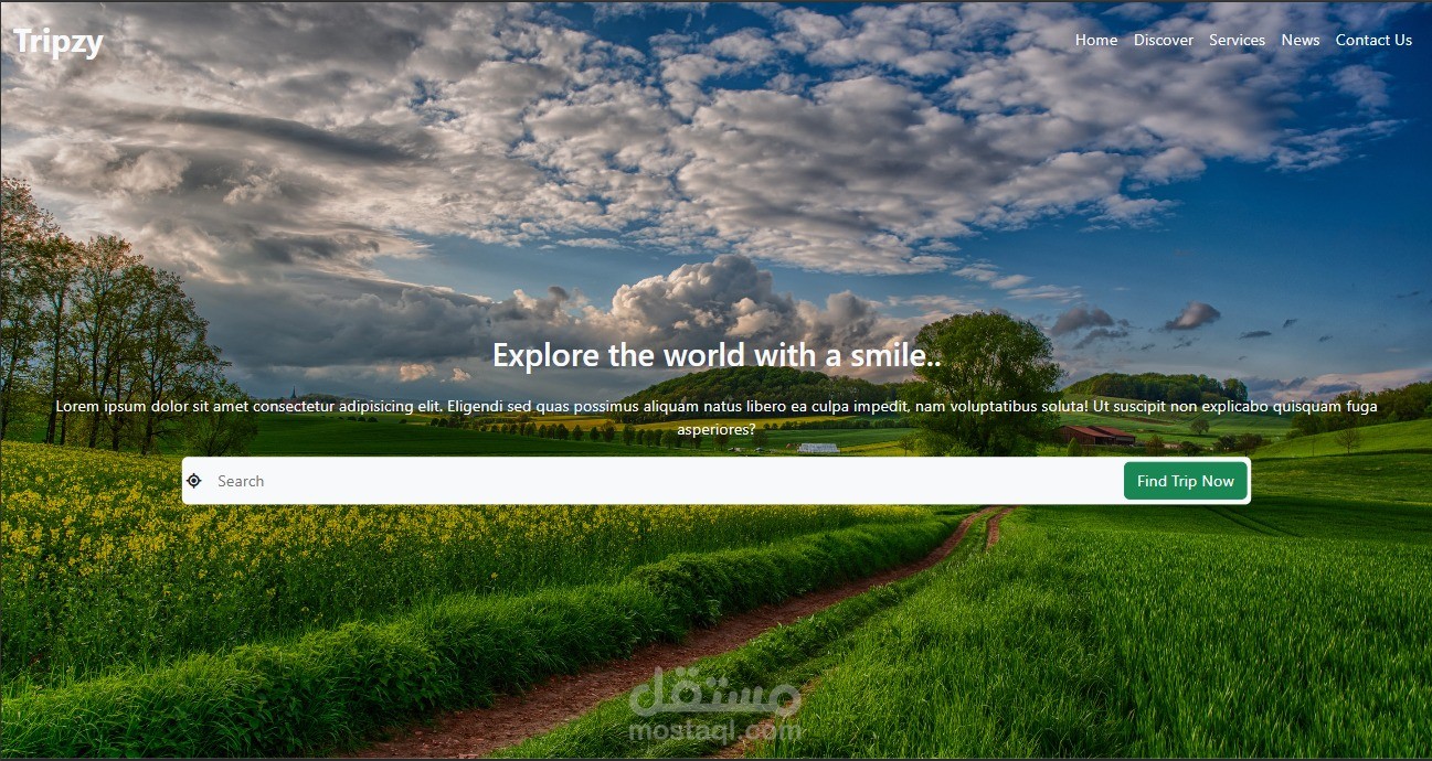 تصميم وتطوير موقع السفر Tripzy